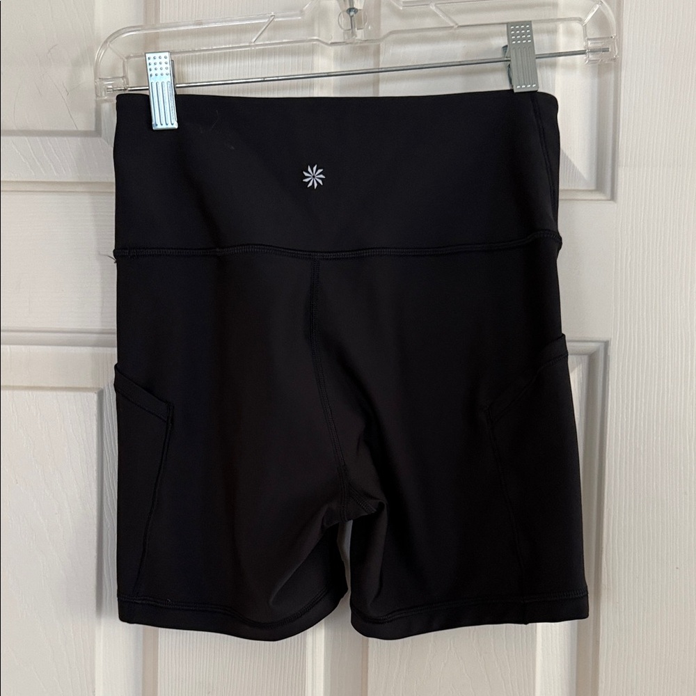 Athleta Black High-Rise Bike Shorts with Side Pockets